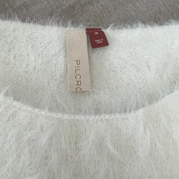 Anthropologie Pilcro Cropped Eyelash Sweater in Ivory Size 1X NWT - Picture 8 of 10